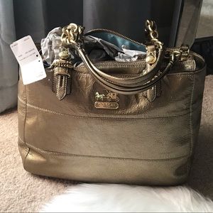 Coach Antique Gold Patent Leather Tote